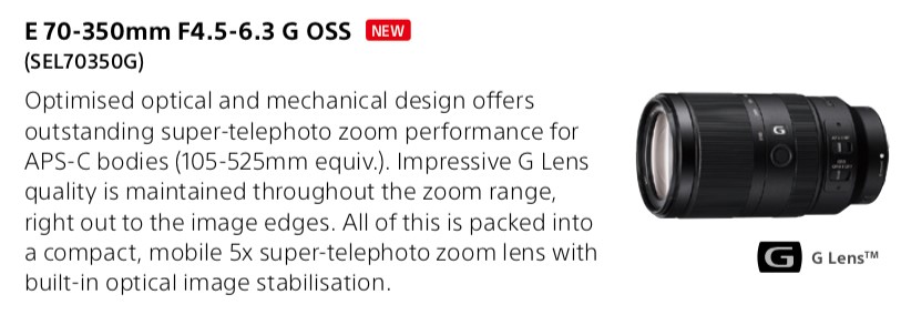 Test Sony E 70-350 mm f/4,5-6,3 G OSS : très bon téléobjectif à longue  portée pour les hybrides Sony APS-C